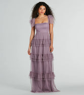 Arylee Polka Dot A-Line Ruffle Tulle Formal Dress