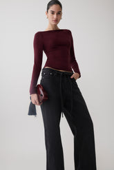 Coraline Long Sleeve Sheer Top - Burgundy