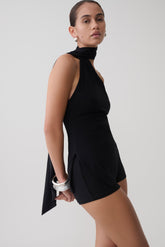 Jemma One Shoulder Tie Top - Black