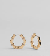 Glam Edge Rhinestone Trim Hoop Earrings