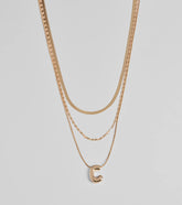 C Initial Layered Bubble Necklace