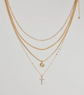 Sleek Bliss Layered Cross Charm Necklace