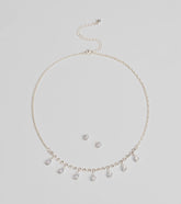 Luxe Dainty Cubic Zirconia Necklace And Stud Earrings Set