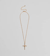 Dainty Glam Rhinestone Cross Pendant Necklace