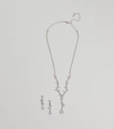 Chic Leaf-Shaped Rhinestone Necklace And Earrings Set