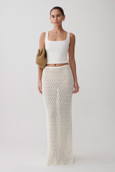 Courtney Crochet Knit Maxi Skirt - Ivory