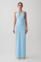 Valentina Chiffon Halter Maxi Dress - Pale Blue