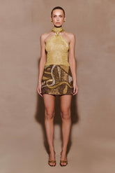 Asher Hand Beaded Abstract Mini Skirt - Gold