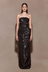 Calliope Strapless Organza Maxi Dress - Black