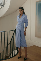 Mikaila Asymmetric Shirt Dress - Blue