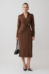 Mikaila Asymmetric Shirt Dress - Dark Chocolate