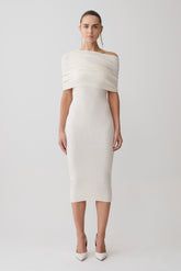 Zandie Cashmere Blend Knit Midi Dress - Ivory