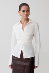 Eugenia Wrap Cotton Shirt - White