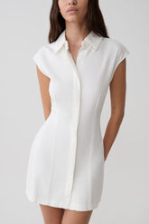 Sheriden Collared Mini Denim Dress - White