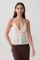 Ambrose Lace Cami Halter Top - Ivory