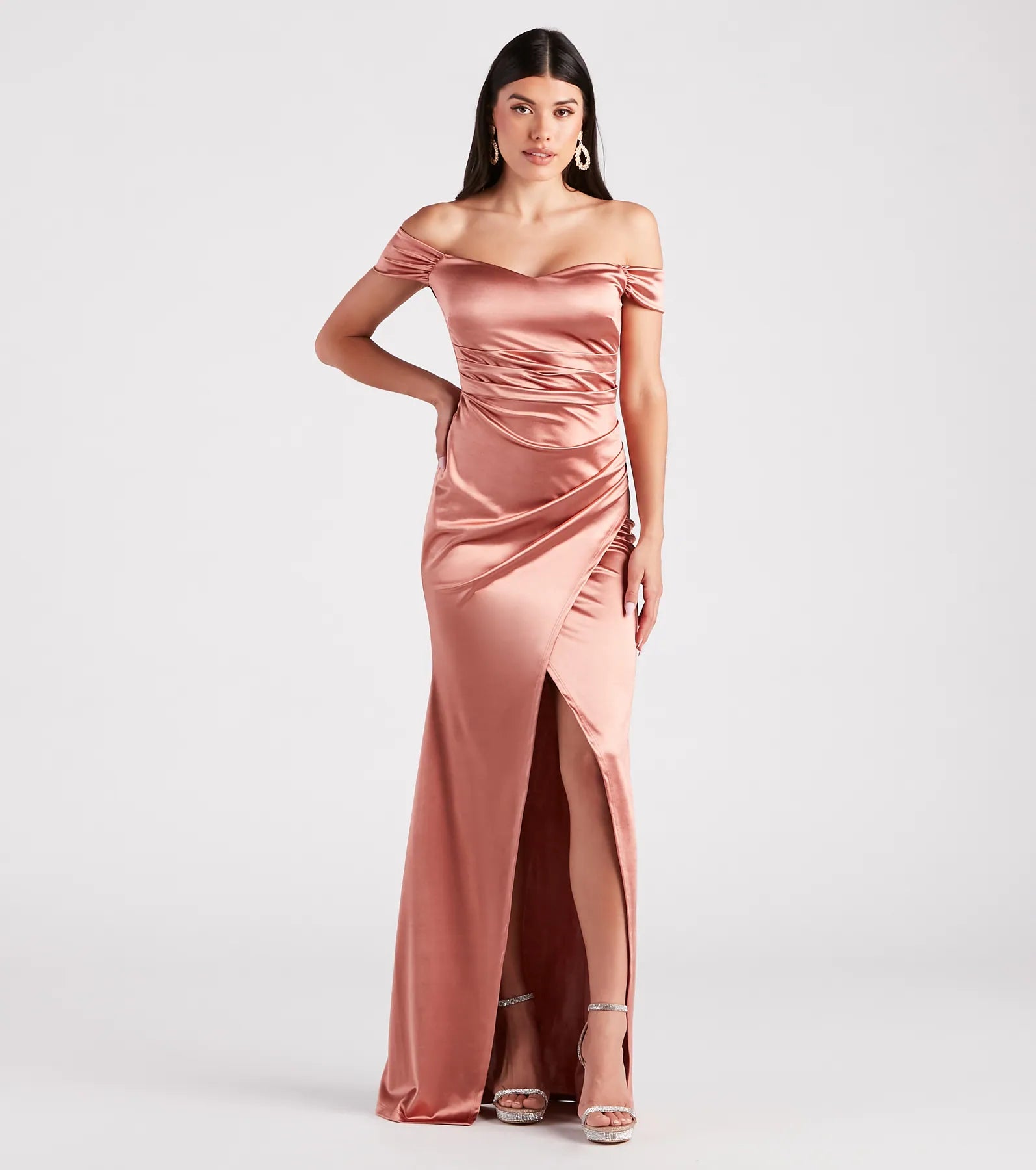 Valencia Formal Off-The-Shoulder Wrap Dress